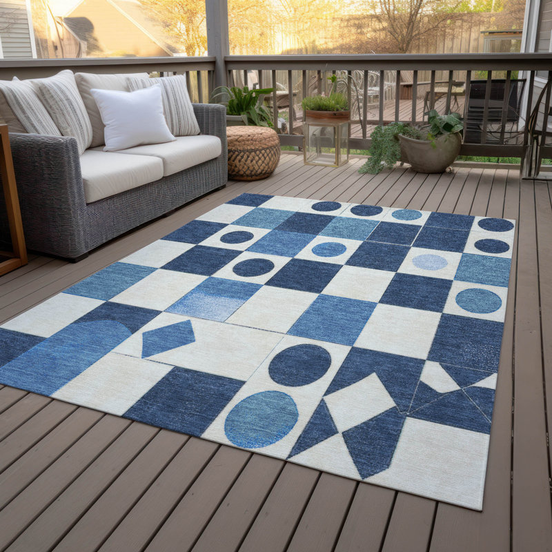 Machine Washable Indoor/Outdoor Braithwaite ACN2181 Geometric Rug, Rectangle 2'6" x 3'10"