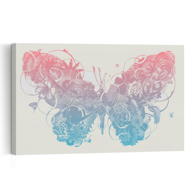 Gradient Floral Butterfly Abstract Colorful Delicate Butterfly Nature Architecture Wall Art Print by Jaco Putker - Print