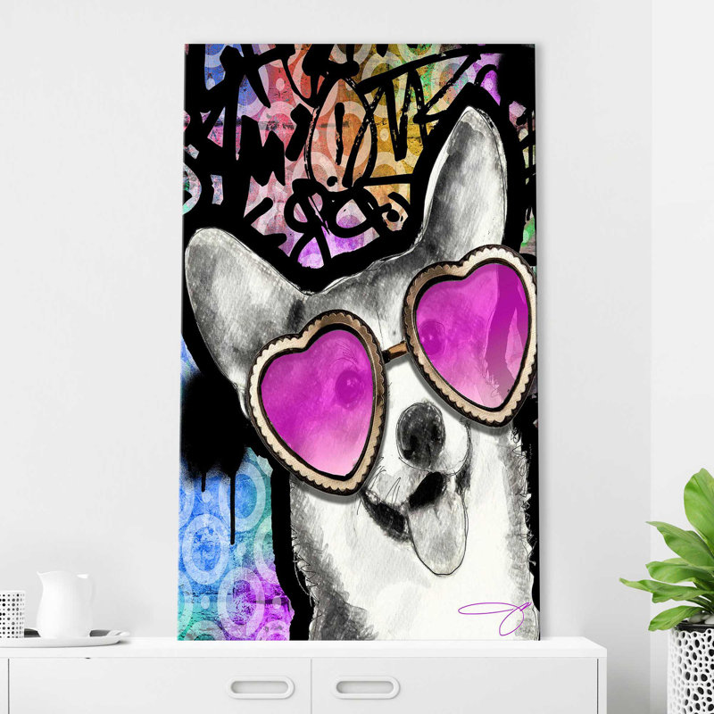 " Corgi (Vertical) " by By Jodi, Wrapped Canvas, 48" H x 28" W x 1.5" D