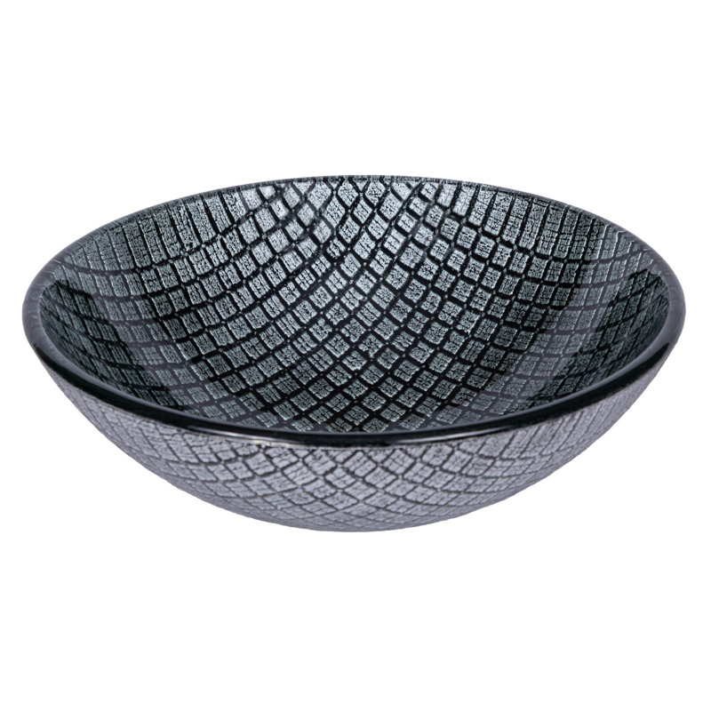 Lavabo de salle de bain vasque circulaire en verre trempé argenté