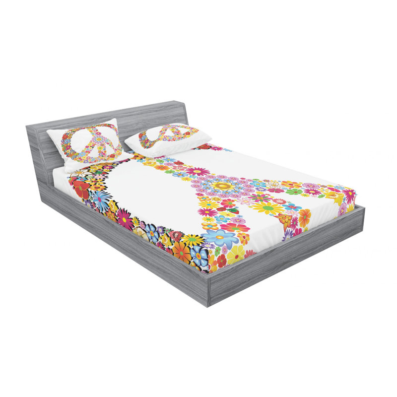 Microfiber Floral Sheet Set, Queen Sheet Set with Fitted Sheet
