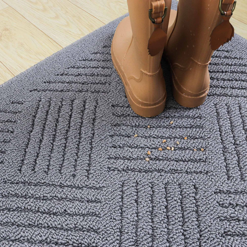 Tapis de porte d'extérieur antidérapant Erix, gris, L 24 po x L 35 po