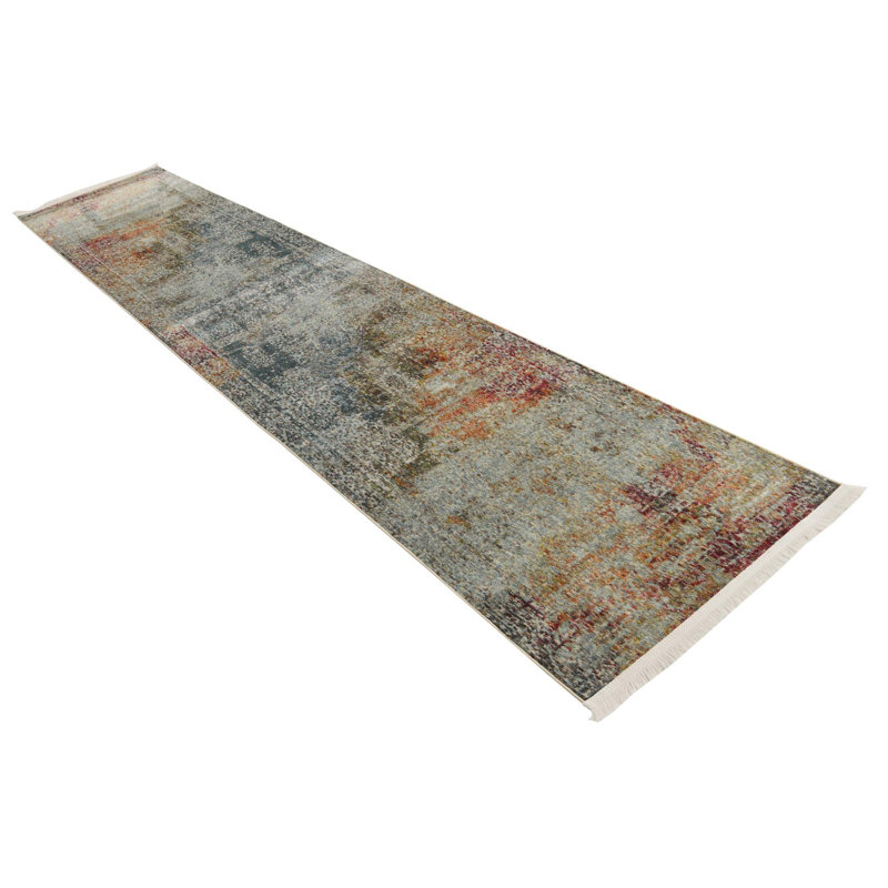 Tapis contemporain de couleur aquarelle Mulvihill, Tapis de couloir 2 pi 7 po x 13 pi