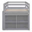Lit mezzanine simple gris avec bureau portable et tablettes supplémentaires avec rangement, finition, structure en bois massif-1142042751-1142042750