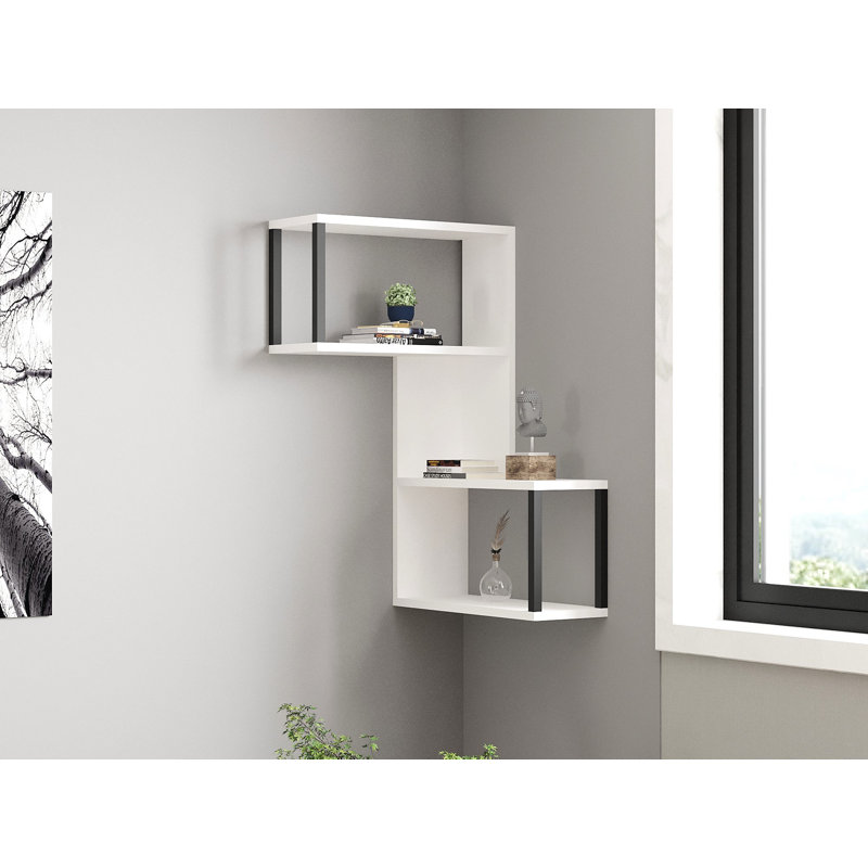 Modern Wall Shelf, White, 33.1 x 20.5 x 7.9 inches | 100% Melamine Coated Particle Board, Thickness: 0.7 inches | Easy Wall Mounting, Stylish Design for Home or Office, Functional Storage Solution