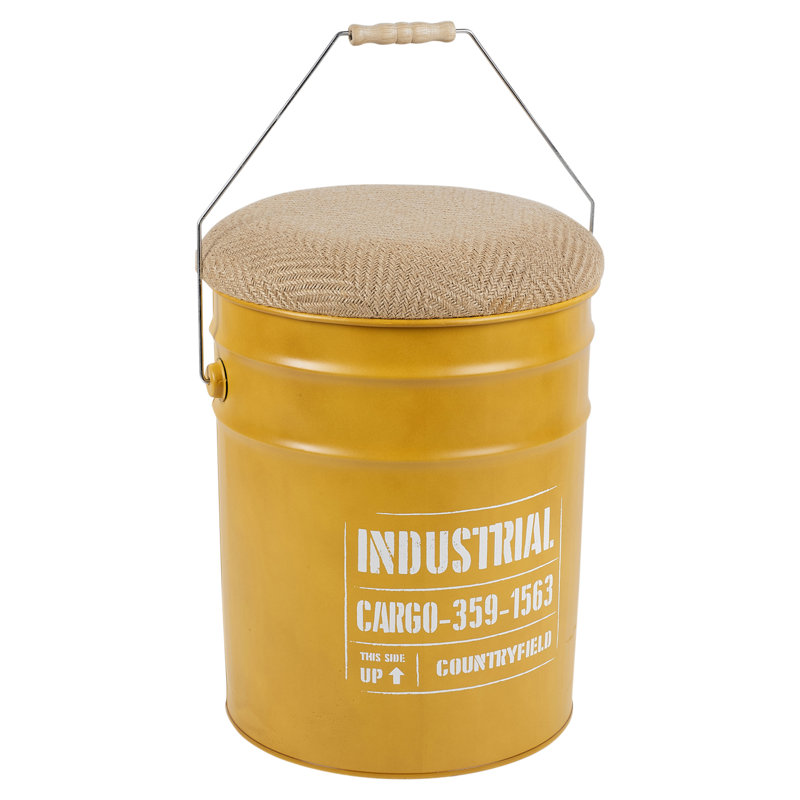 Elvira Stainless Steel Accent Stool, Yellow/Beige