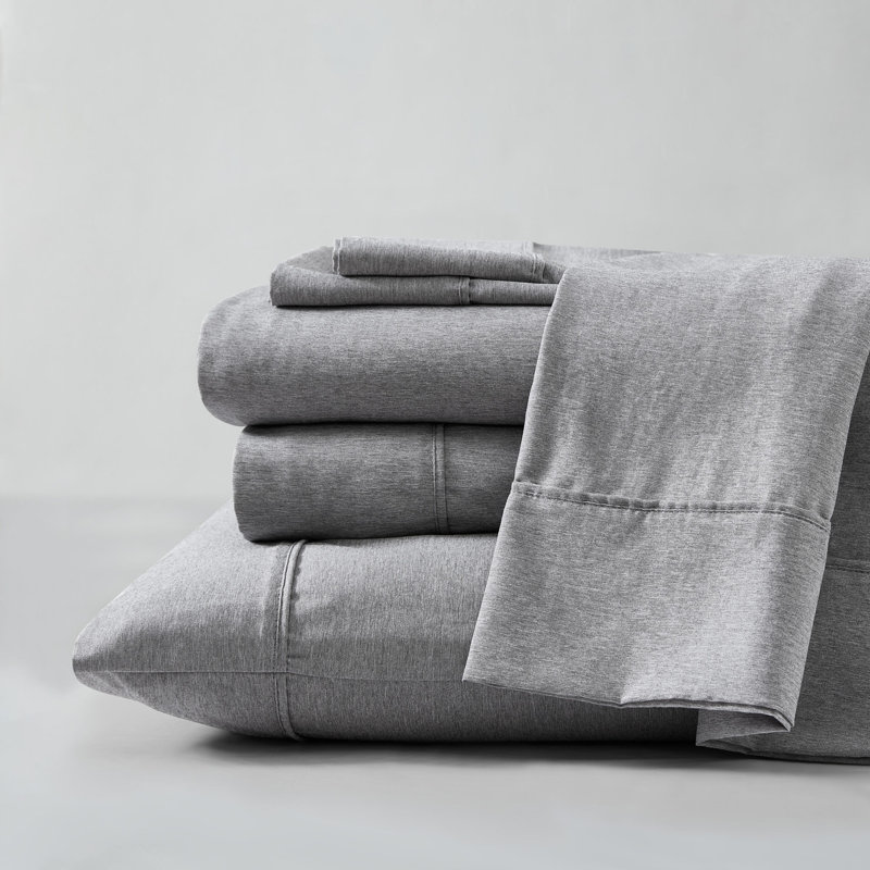 Kenneth Cole Solid Cationic Brushed Solid Sheet Sets, Dark Gray, Full sheet set comes with two pillowcase