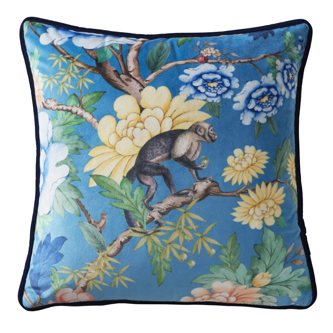 Sapphire Garden Feathers Floral Square Scatter Cushion