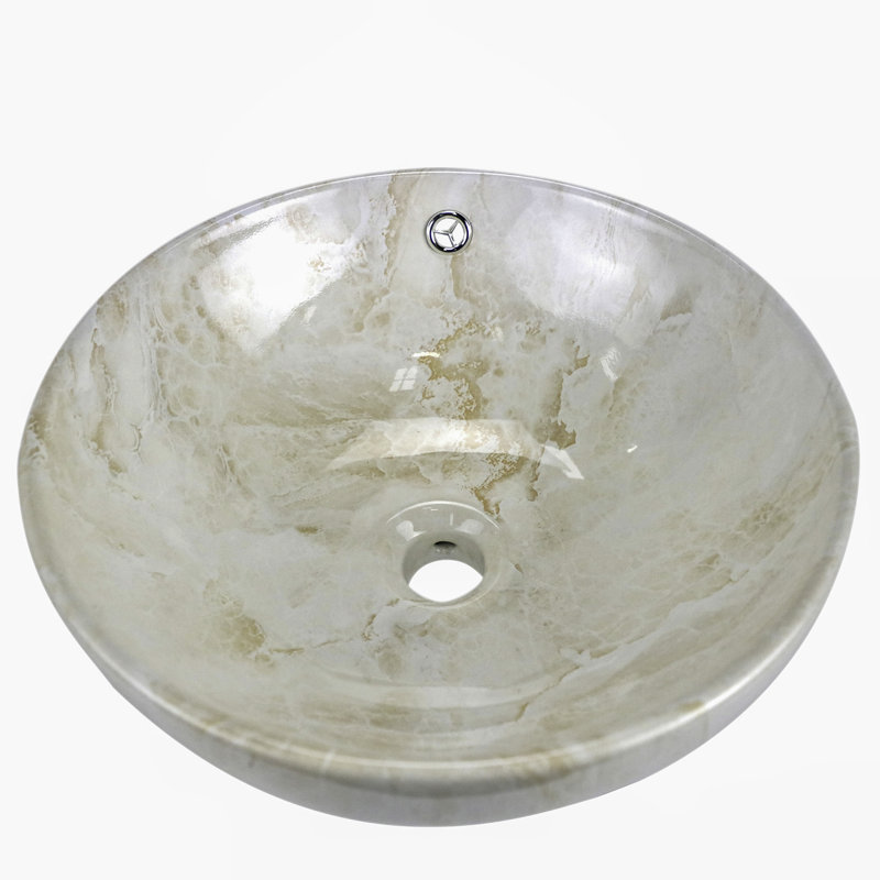 Lavabo vasque en marbre Crema avec trop-plein