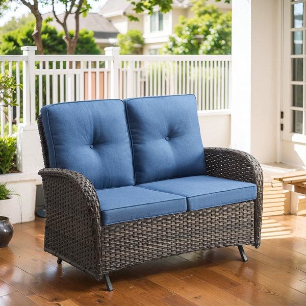 Patio Loveseat Glider Durtche 2-Person Wicker Outdoor Patio