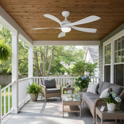 52 Inch Modern Ceiling Fan With 5 ABS Blades, Reversible Motor & Smart Remote Control,3 Color Dimmable Led Light