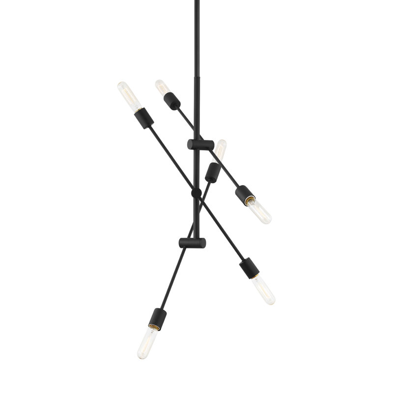 Leto 6-Light Chandelier, Noir minuit, H 41 po x l 35,25 po x P 35,25 po