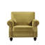 Fauteuil d'appoint classique en velours jaune avec garniture cloutée et pieds tournés en bois massif-477817361