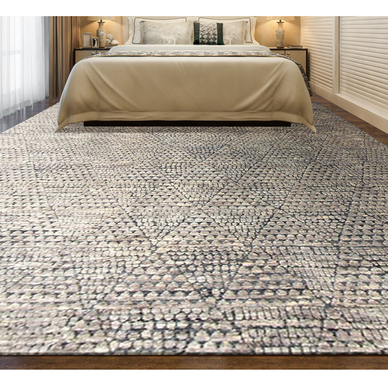 Geometric Area Rug in Natural/Charcoal, Rectangle 9' x 12'