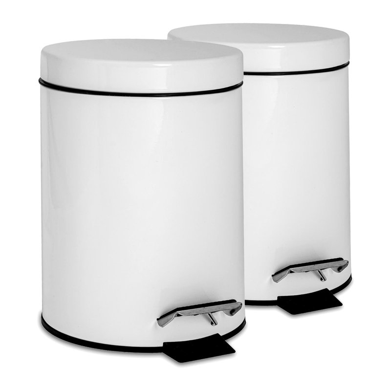 Harbour Housewares - Round Bathroom Pedal Bins, White
