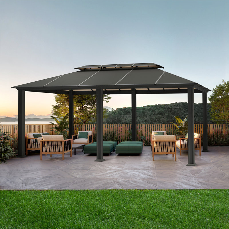 Santa Monica 12' x 20' Black Aluminum Hardtop Gazebo