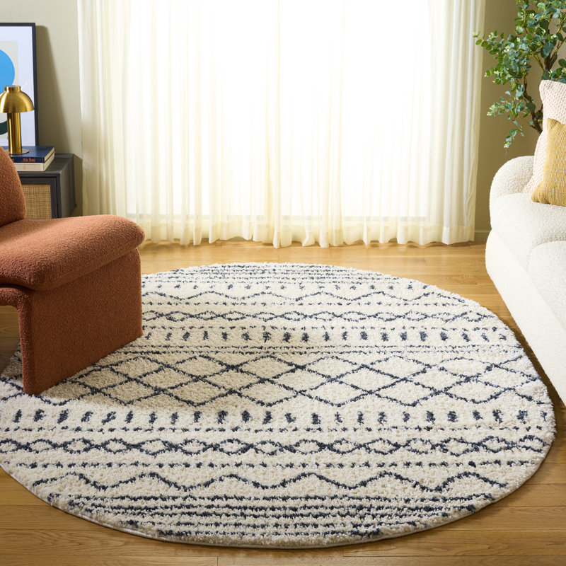 Giguere Performance Southwestern Rug, Oval 6' x 8', Ivory/Slate