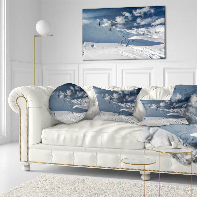 Coussins de ski sur une pente - Coussin décoratif imprimé paysage