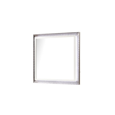 Fabio Contemporary Style Mirror Made With Diamondpatterned Side Accents With LED Lighting And Wood In White Finish(INCLUDES ONLY MIRROR)  Same As B009P309319 (CA Inventory)