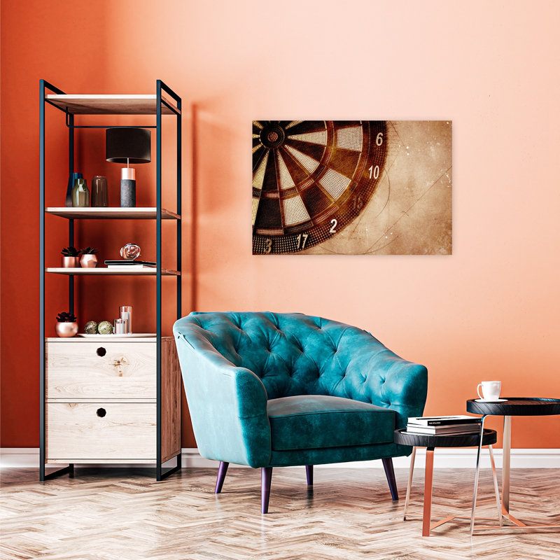 Art mural contemporain rétro jeu de fléchettes, 24" H x 36" W