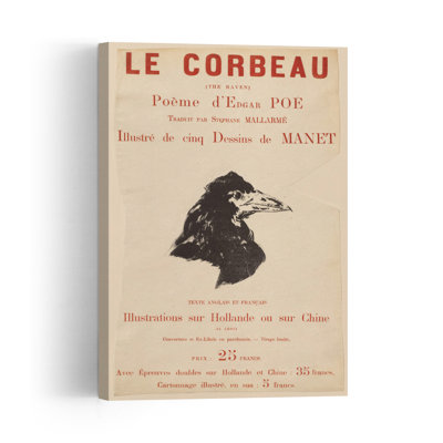 Corbeau de profil, estampe contemporaine de 1875