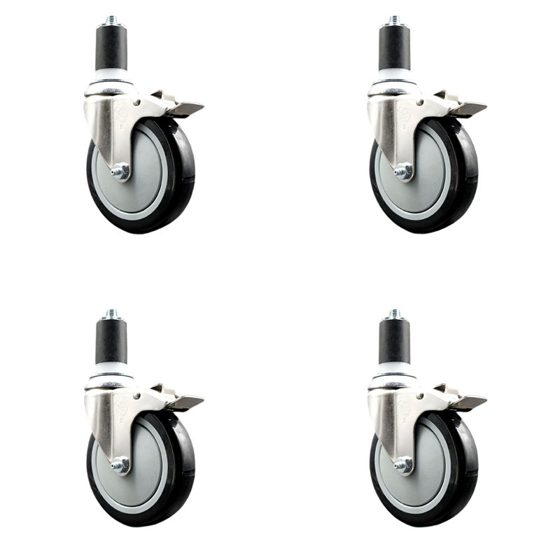 Roulettes pivotantes, Noir, H 5 po x l 5 po