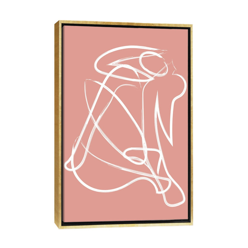 « Silhouette rose » par Mambo art studio-impression, Pas de tapis, Toile encadrée d'or, H 40 po x l 26 po x P 1,5 po