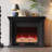 Black Solid + Manufactured Wood Freestanding Fireplace-94639870
