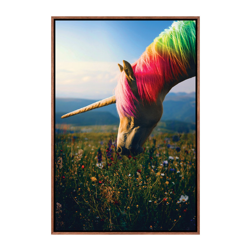 «Daydreaming Unicorn Rainbow» par Soaring Anchor Designs - impression d'art graphique, H 60 po x l 40po x P 1,5 po