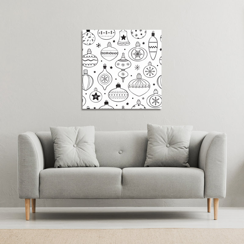 Hand Drawn Christmas Decorations - Wrapped Canvas Print, 46cm H x 46cm W
