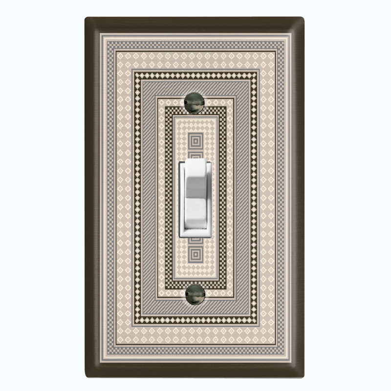 Geometric Pattern Gray Nature Themed 1 - Gang Toggle Light Switch Standard Wall Plate