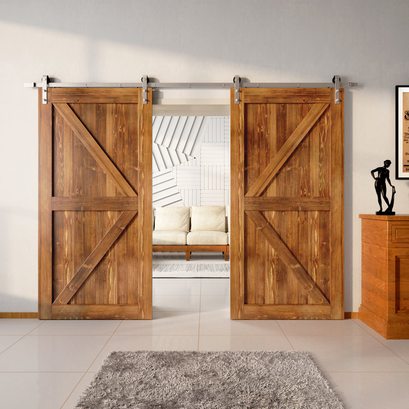 Ensemble de quincaillerie d'installation de porte en nickel massif brossé K Design, L 42 po x H 84 po, Brun