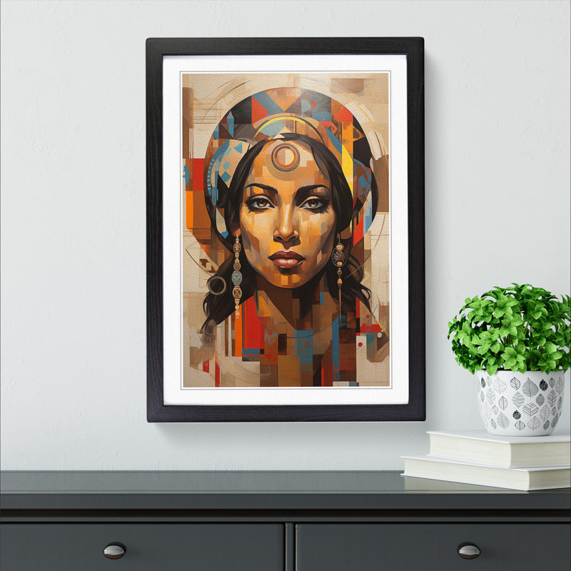 Indian Woman Dadaism - Framed Print, 64cm H x 46cm W x 2cm D, Black 