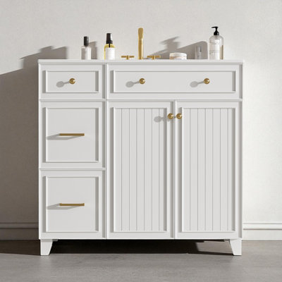 36" Single Bathroom Vanity With Ceramic Sink, Assembly Required