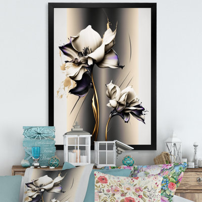 «White Orchid Flower on Golden Beige Paint III», impression sur toile