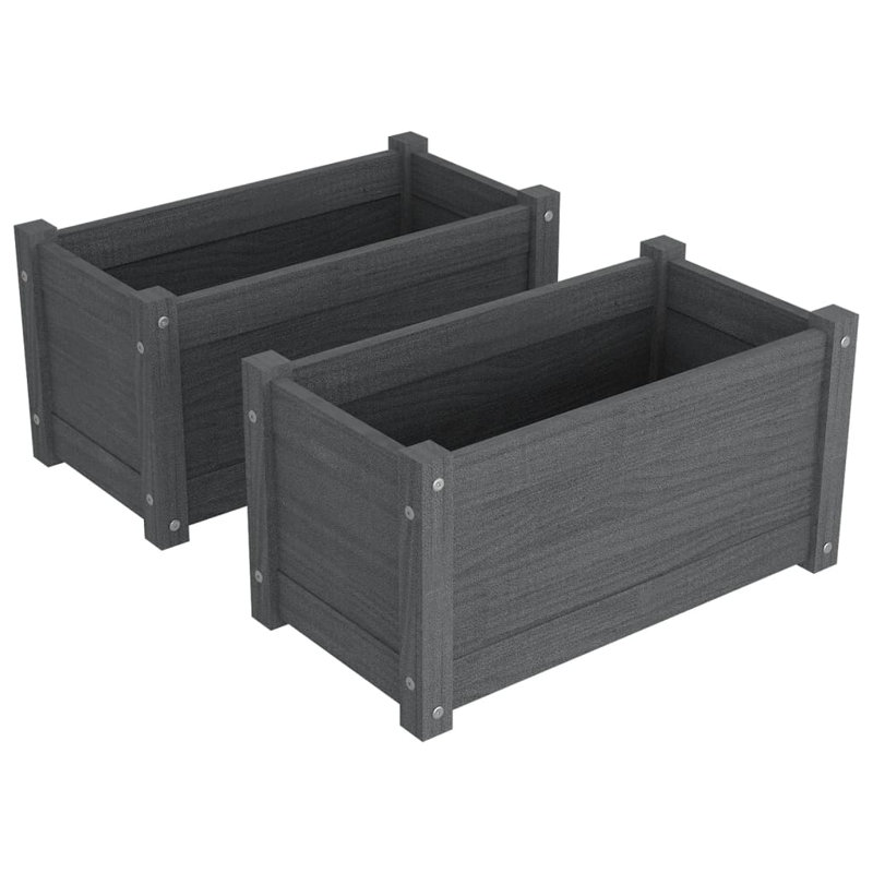 Boîte à fleurs en bois pour l'extérieur, H 12,2 po x l 23,6 po x P 12,2 po, Gris