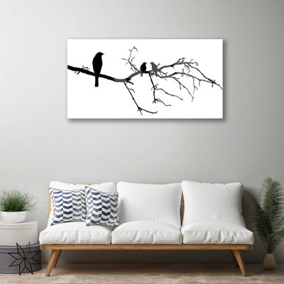 Art Birds Branch 1 Piece Wall Art on Glass