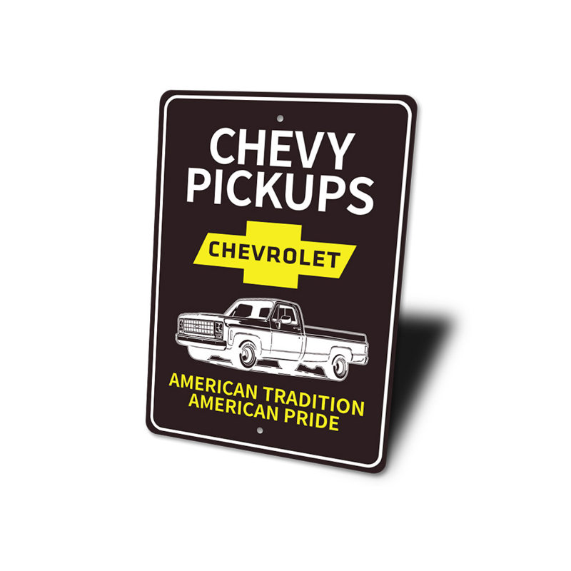 Plaque en aluminium Chevy Pickups, H 18 po x l 12 po x P 0,06 po