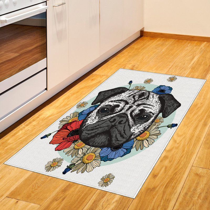 Pug High Density Long Fiber Poly Threads Decorative Area Rug Carpet, Rectangle 2'7" x 5'