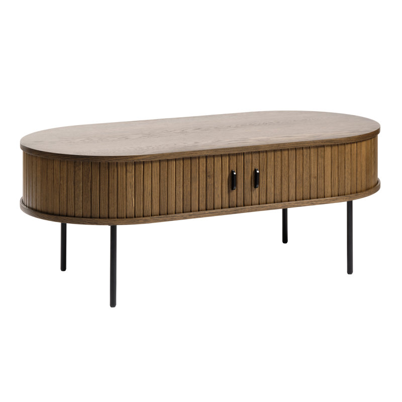 Teneasha Four Leg Coffee Table with Storage, Smoked Oak