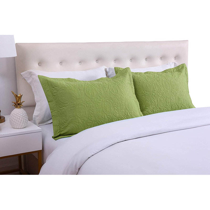P-solid Shams Pillow Sham, Green, King