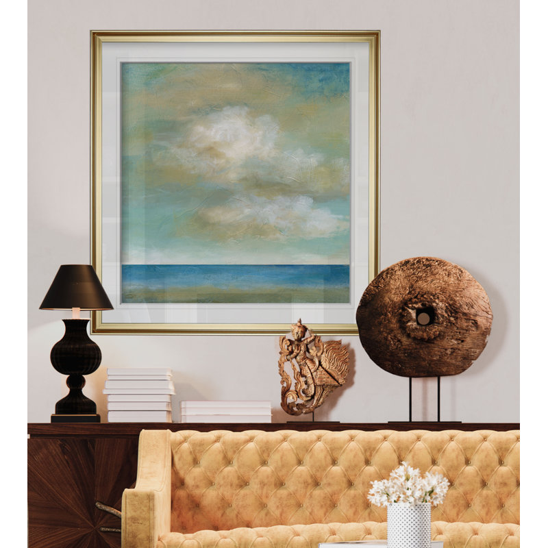" Cloudscape II ", 37" H x 37" W x 1.5" D, Gold Framed