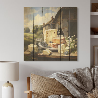 French Cheese Symphony - Art mural en bois laitier sur bois de pin naturel