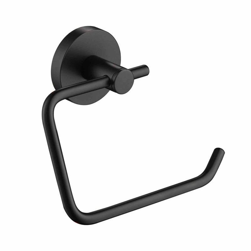 Circular Wall Mounted Toilet Paper Holder, Matte Black