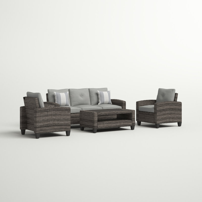 Clavene Wicker 5 - Person Patio Conversation Set with Cushions
