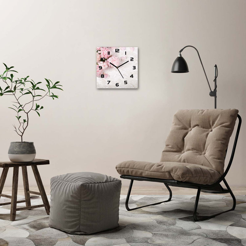 Hareld Glass Wall Clock, Black/Pink/Silver