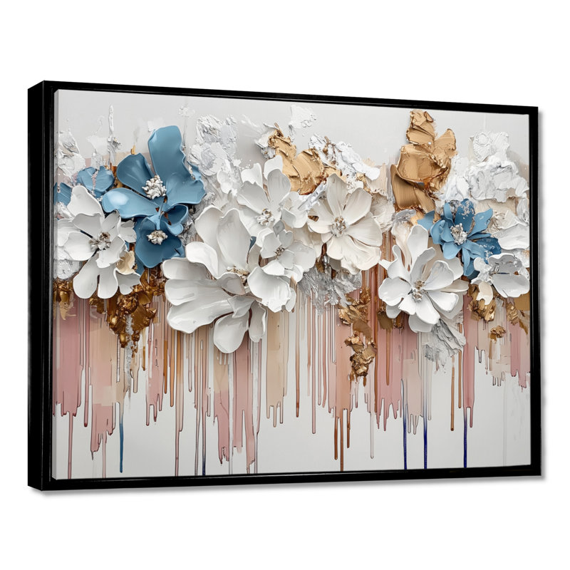 Jaacov - Floral Large Wall Decor, H 30 po x l 40 po, Noir, noir, noir, noir, Picture Framed