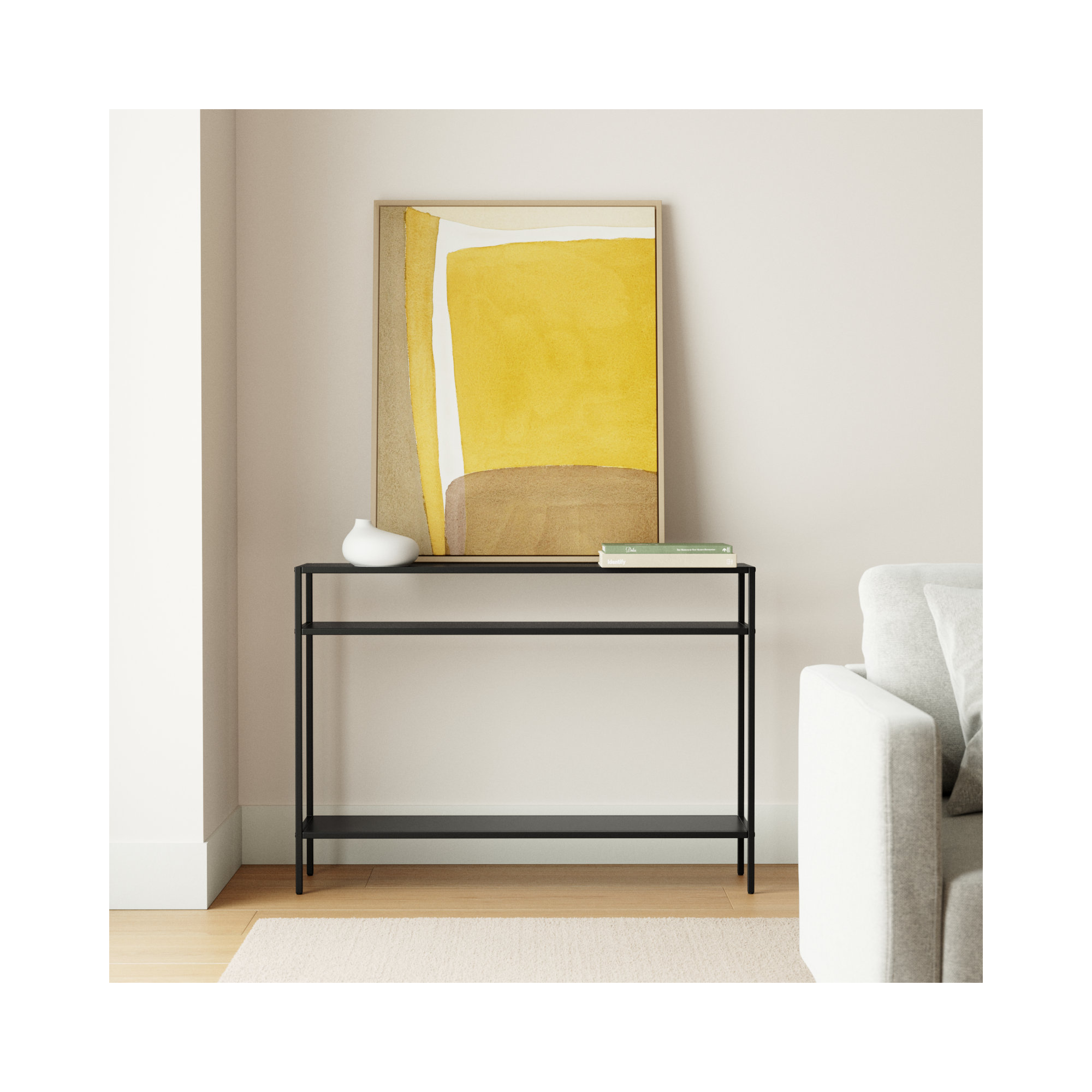 Aisha Console Table, Blackened Bronze, 30" H x 42" W x 10" D