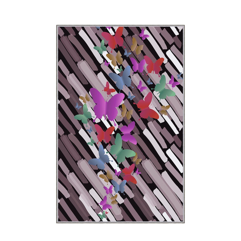 Stylish Woven Carpet, 5.2 x 7.5 Feet | 100% Polyester, 0.3 in Pile Height, Antibacterial, Non-Slip PVC Dot Underside | Machine Washable, 3D Digital Print | Perfect for Living Room, Bedroom & Home Décor