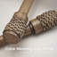 Tringle à rideaux simple réglable avec fleuron en rotin tissé et bambou-184661854
